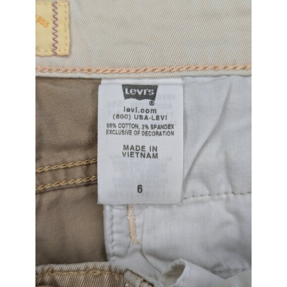 Y2K Levis Wide Leg Capris Size 6 Boho Preppy 90s Canvas Cali Skater Retro Brown - Picture 13 of 13